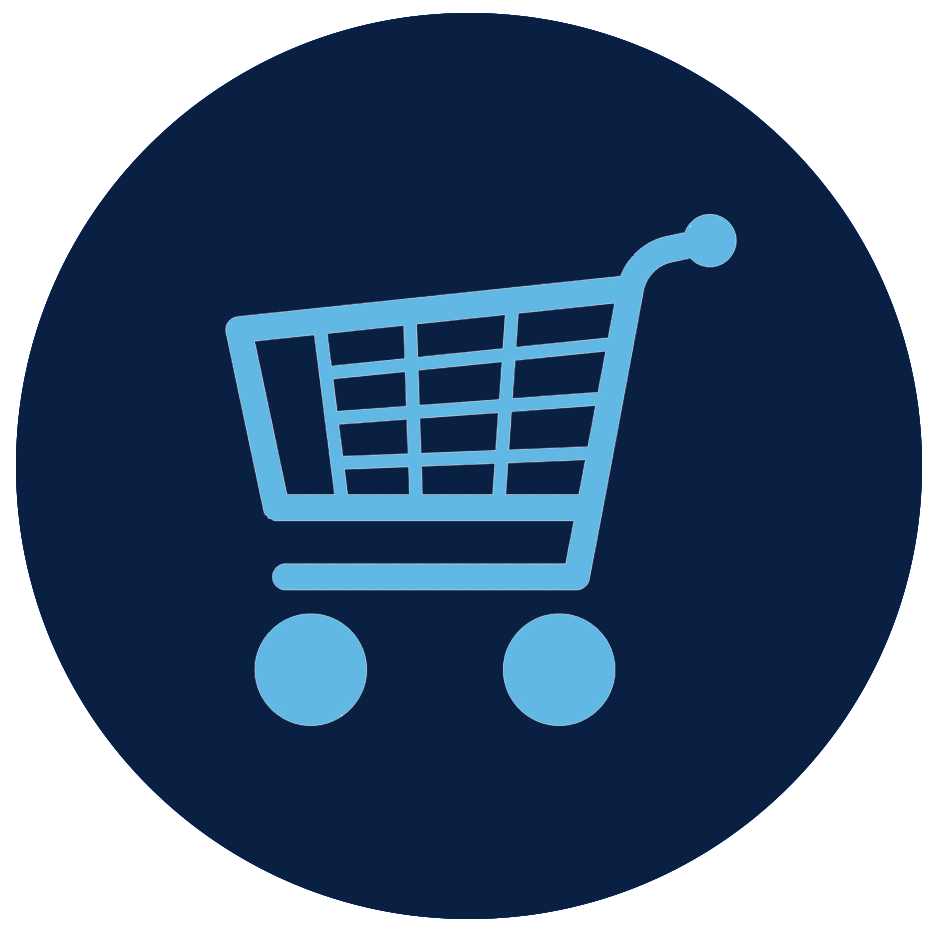 Shopping cart icon representing online ordering availability for ZimVie dental products in US, Canada, France, Spain, and Germany.