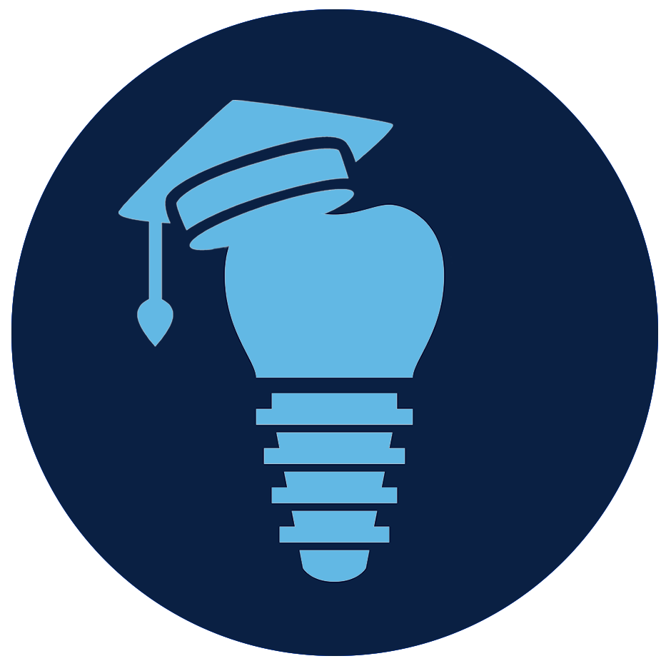 ZimVie Dental Education and Training Programs A graphic featuring an icon of a light bulb wearing a graduation cap, representing knowledge and learning. The image serves as a call to action to explore the dental education platform, which offers both in-person and virtual programs for professional development. It encourages users to click "Search Now" to find more information on available courses and training.